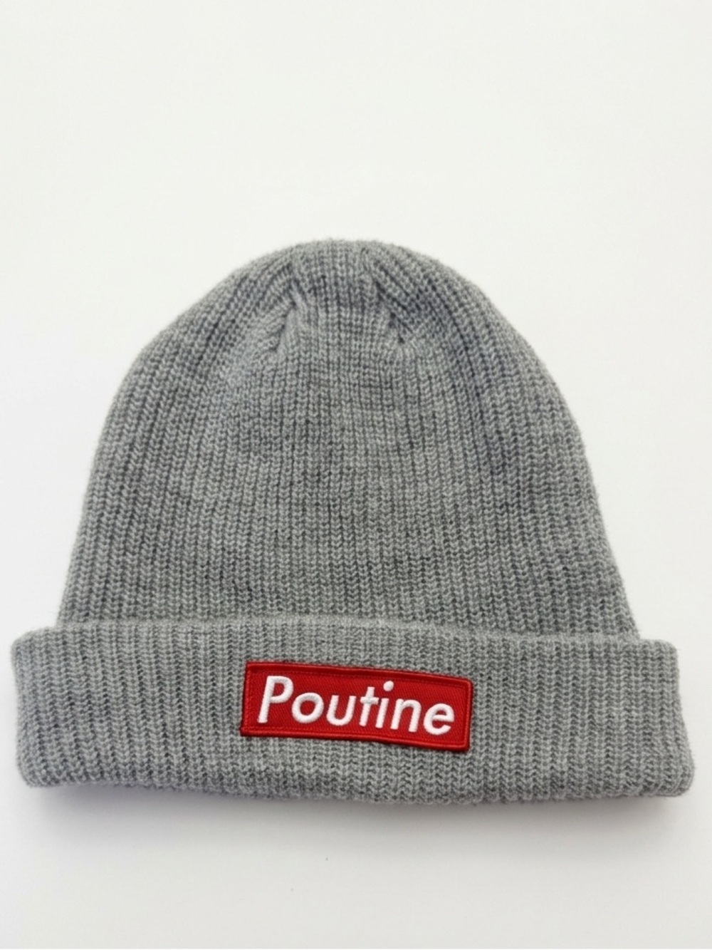 Main and Local TM Gray Beanie  Red "Poutine" Patch